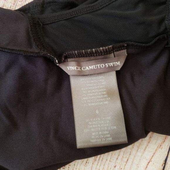 Vince Camuto Scalloped Mesh Inset Cut-Out Back One-Piece Swimsuit - Picture 10 of 12